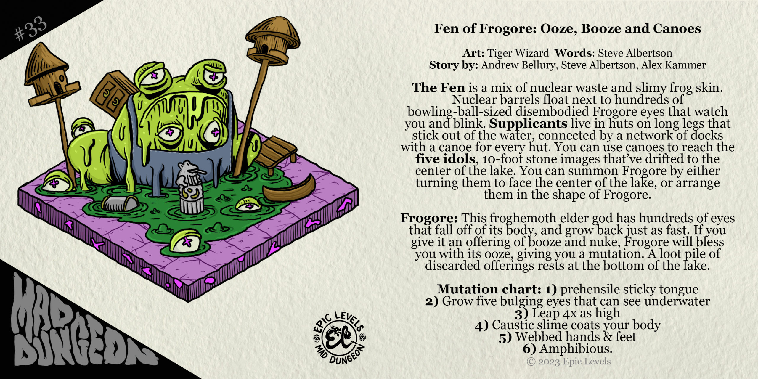 MD 233 Fen of Frogore: Ooze, Booze and Canoes w/ Alex Kammer (Gamehole Con, Frog God Games, The End of Everything). Epic Levels Mad Dungeon podcast